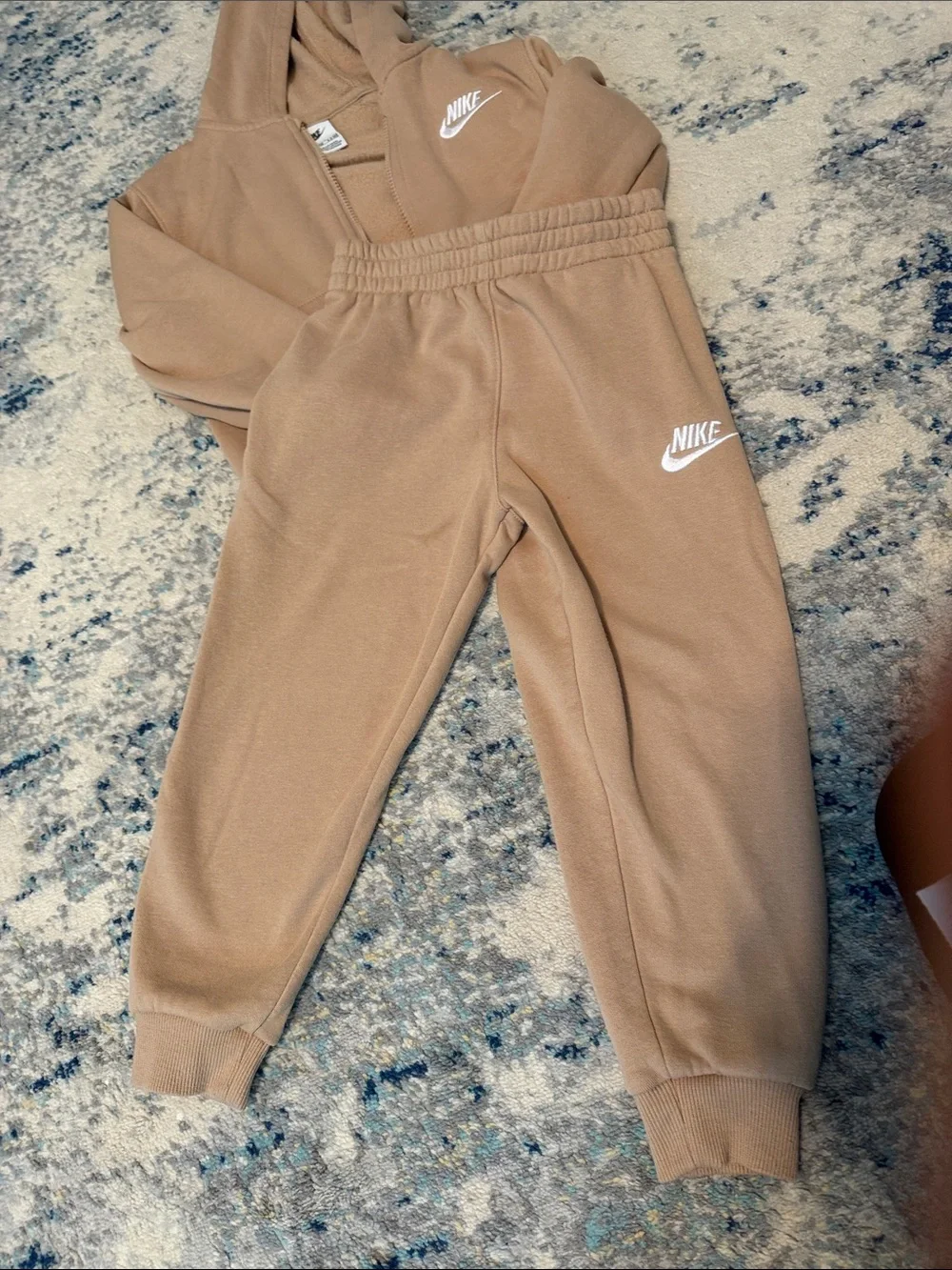 Nike Beige Cropped Hoodie and Joggers Set